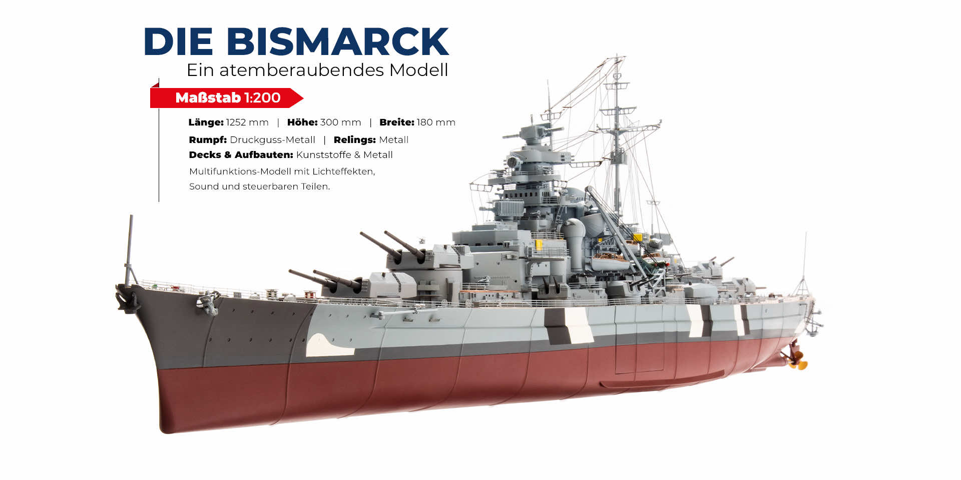 Aussuchen ausfolgende  1-138 Modellbau Schlachtschiff Bismarck Hachette 