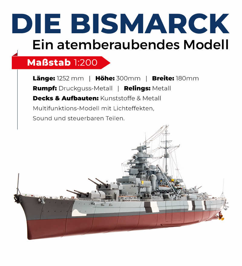 Schiffmodell Bismarck Schlachtschiff Modell Schlachtkreuzer 1:700 Spielzeug Boot