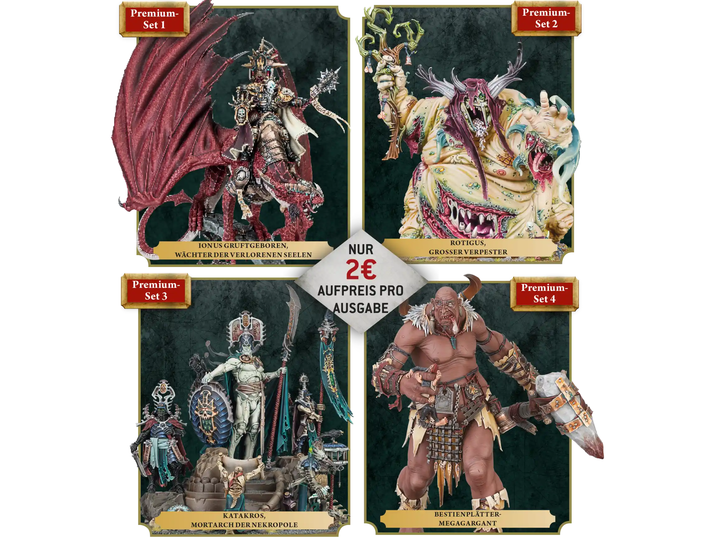 Premium-Sets: Ionus Gruftgeboren, Rotigus, Katakros, Bestienplätter-Megagargant