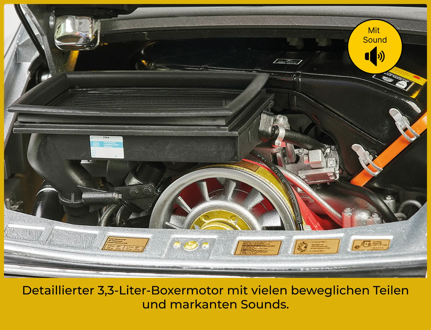 Heckmotor mit rotierendem Lüfter und knackigen Sounds
