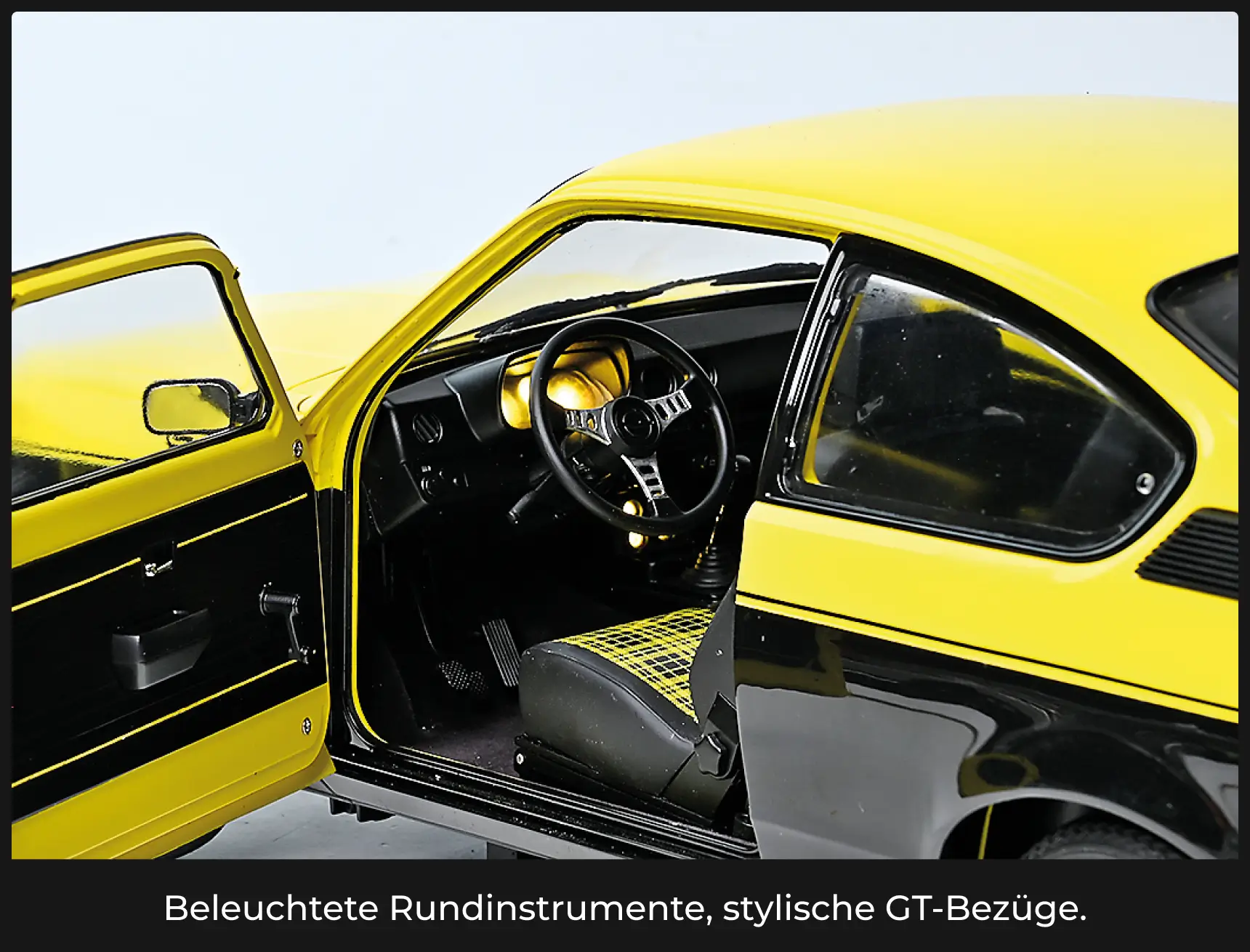 Beleuchtete Rundinstrumente, stylische GT-Bezüge