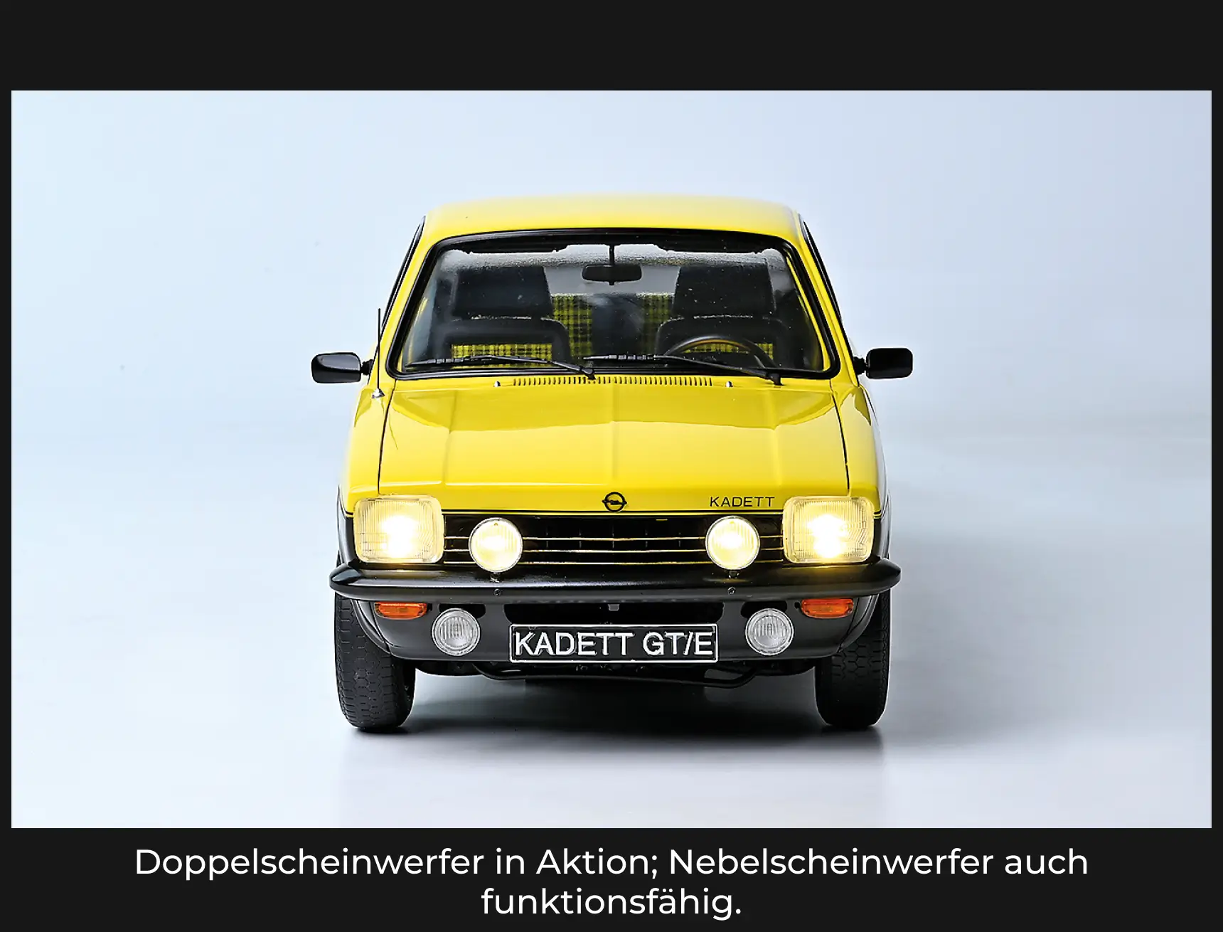 Doppelscheinwerfer in Aktion; Nebelscheinwerfer auch funktionsfähig