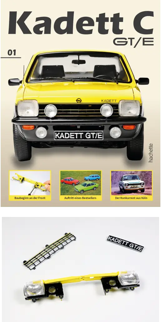 Magazin 1 + Kühlergrill, zwei Scheinwerfer, Kennzeichen, Schraubendreher